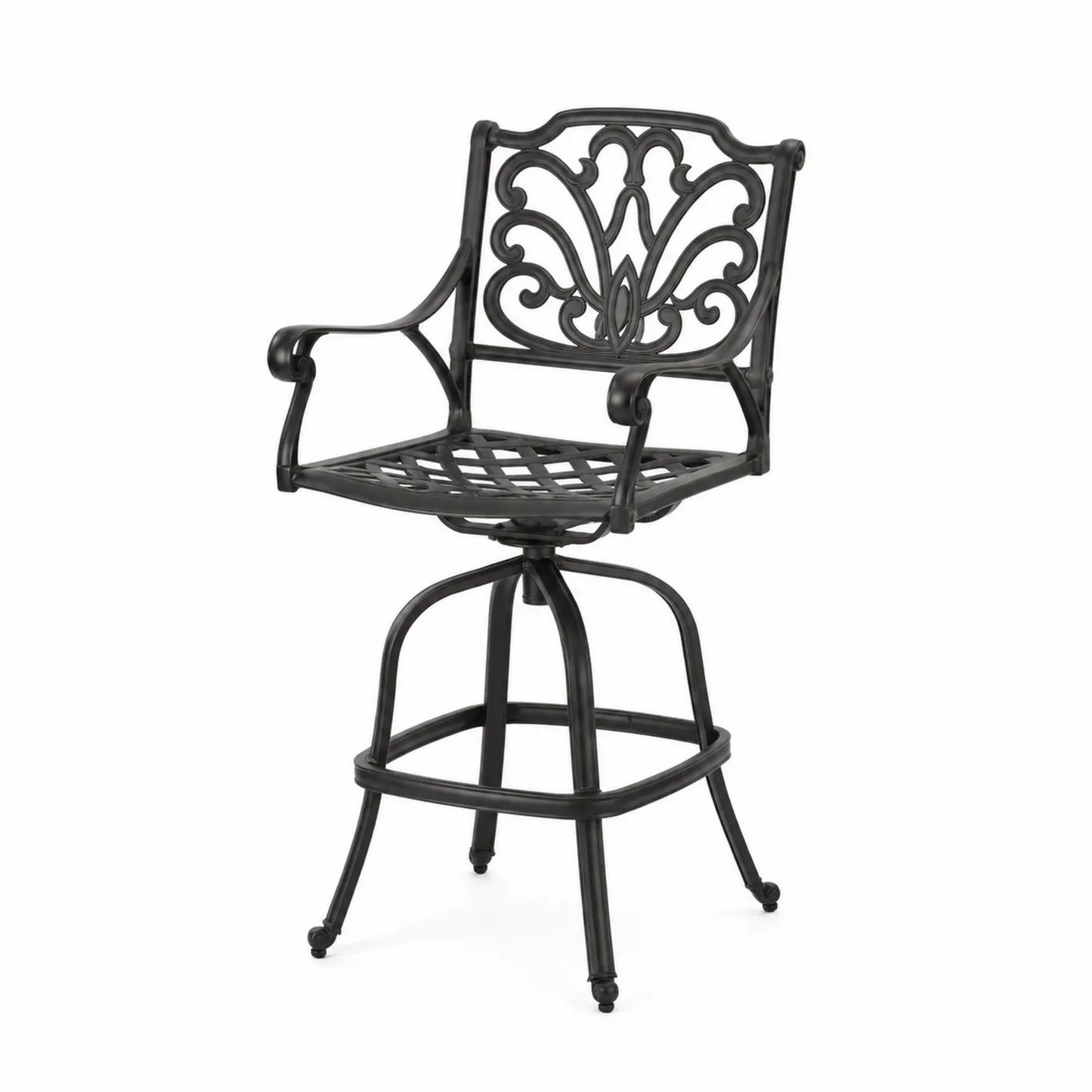 Taburete de Aluminio Fundido Negro Giratorio