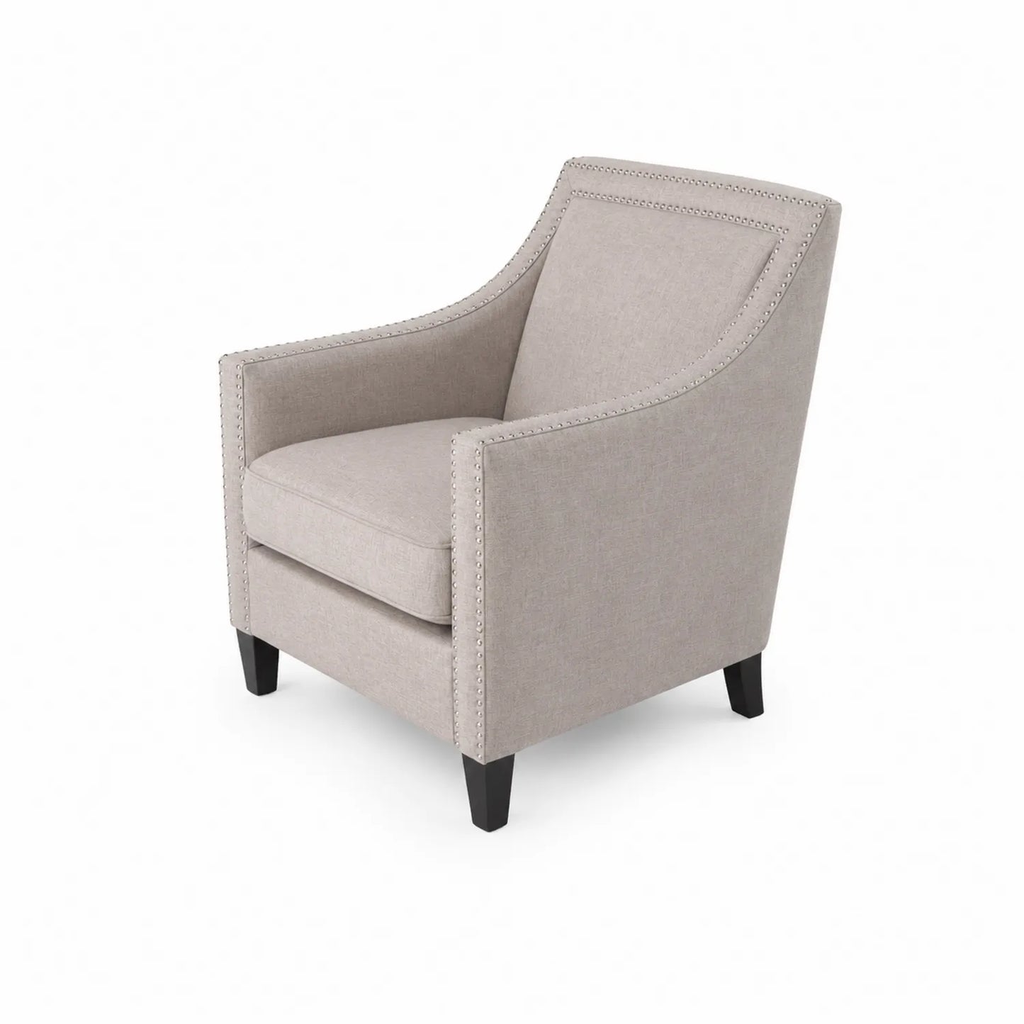 Sillón de poliéster beige con patas de madera 90x80x85 cm
