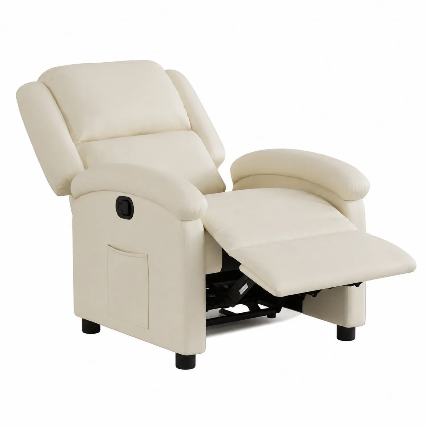Sillón Reclinable de Metal y Polipiel Crema