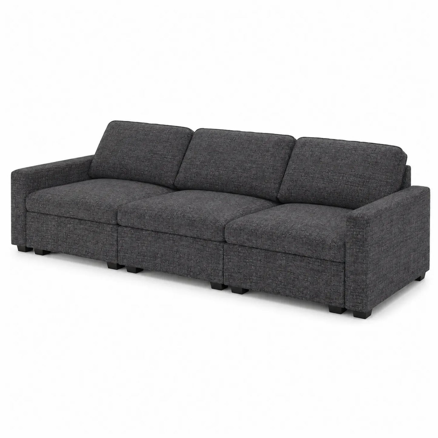 Sofá modular de 3 plazas en tela de poliéster gris oscuro