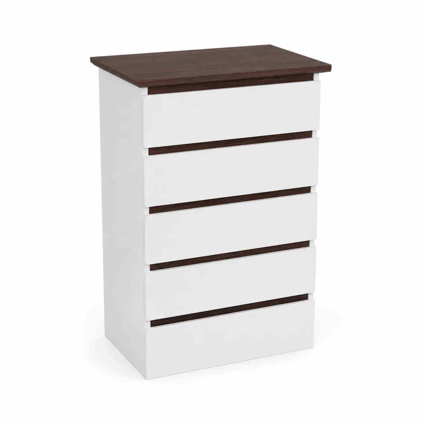 Cajonera de Madera con 5 Cajones Blanco y Nogal 80x40x115 cm