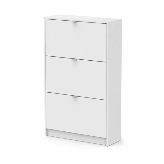 Zapatero de MDF con 3 Puertas Blanco