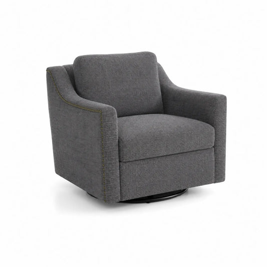 Sillón Giratorio de Poliéster Gris con Base Redonda