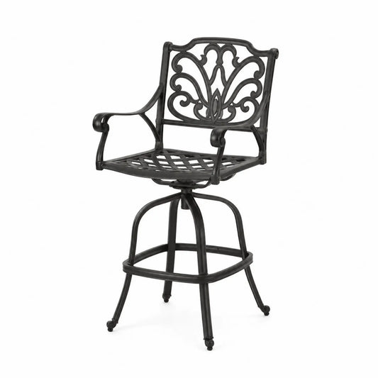 Taburete de Aluminio Fundido Negro Giratorio