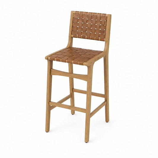 Taburete de bar de cuero y roble