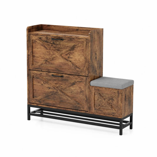 Zapatero de Madera MDF con Asiento de Poliéster 80x35x100cm