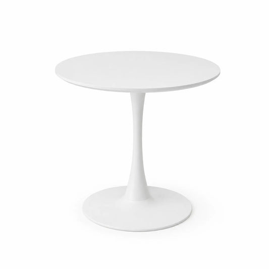 Mesa redonda de metal blanca con base central