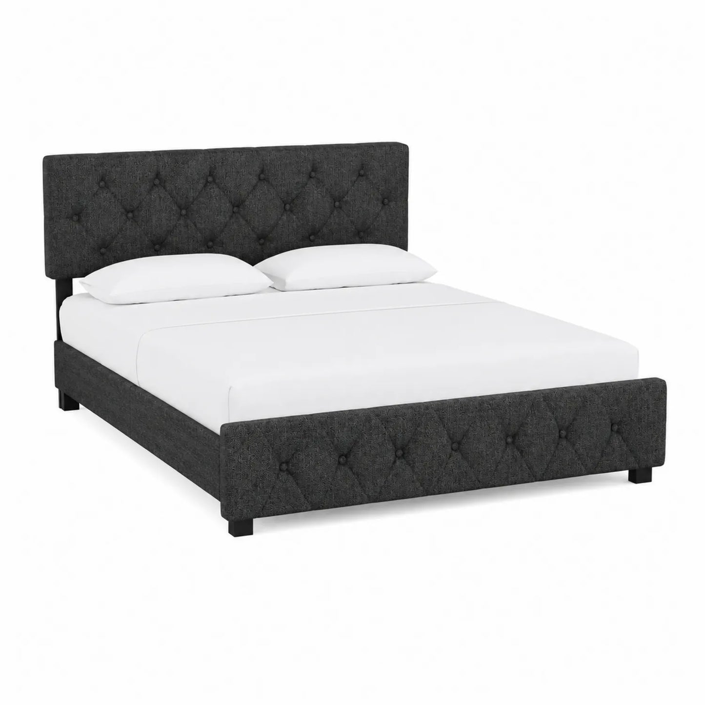Cama tapizada doble en tela Gris Oscuro 200x150 cm
