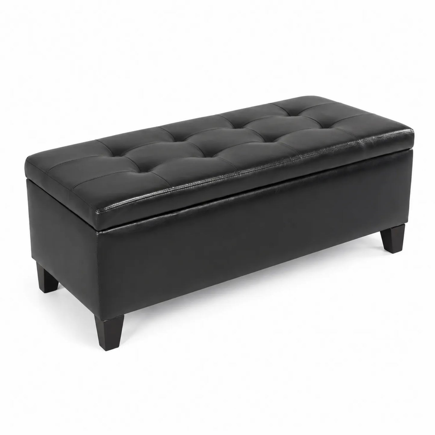 Banco de almacenamiento de cuero sintético negro 100x40x40 cm