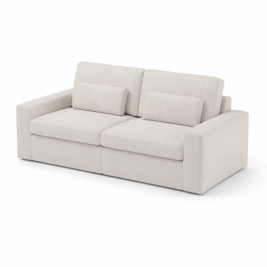 Sofá de tres plazas tela chenille beige 210cm