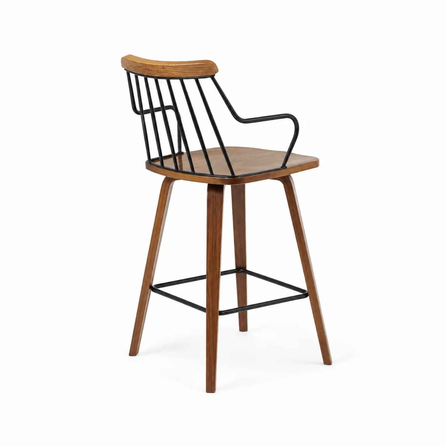Taburete de madera y metal marrón y negro 105 cm