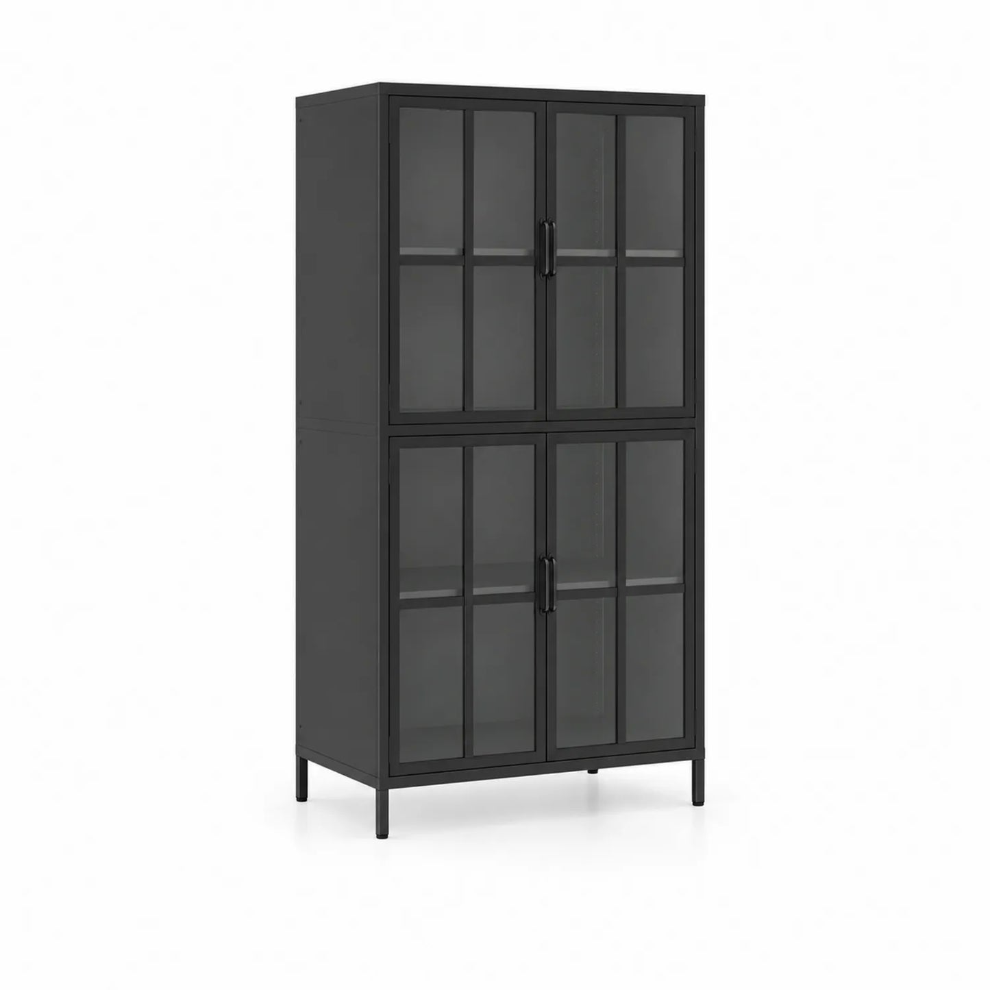 Armario de Metal con Puertas de Vidrio Templado Negro 180x85x40 cm