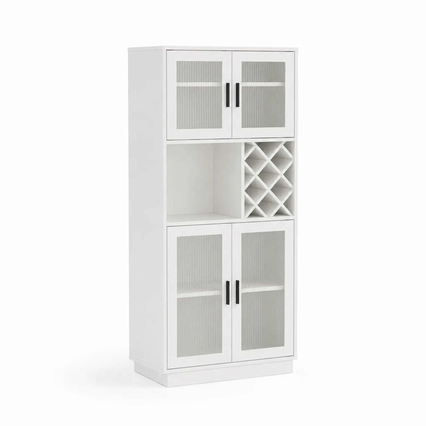 Armario Blanco con Puertas de Vidrio Estriado para Vino