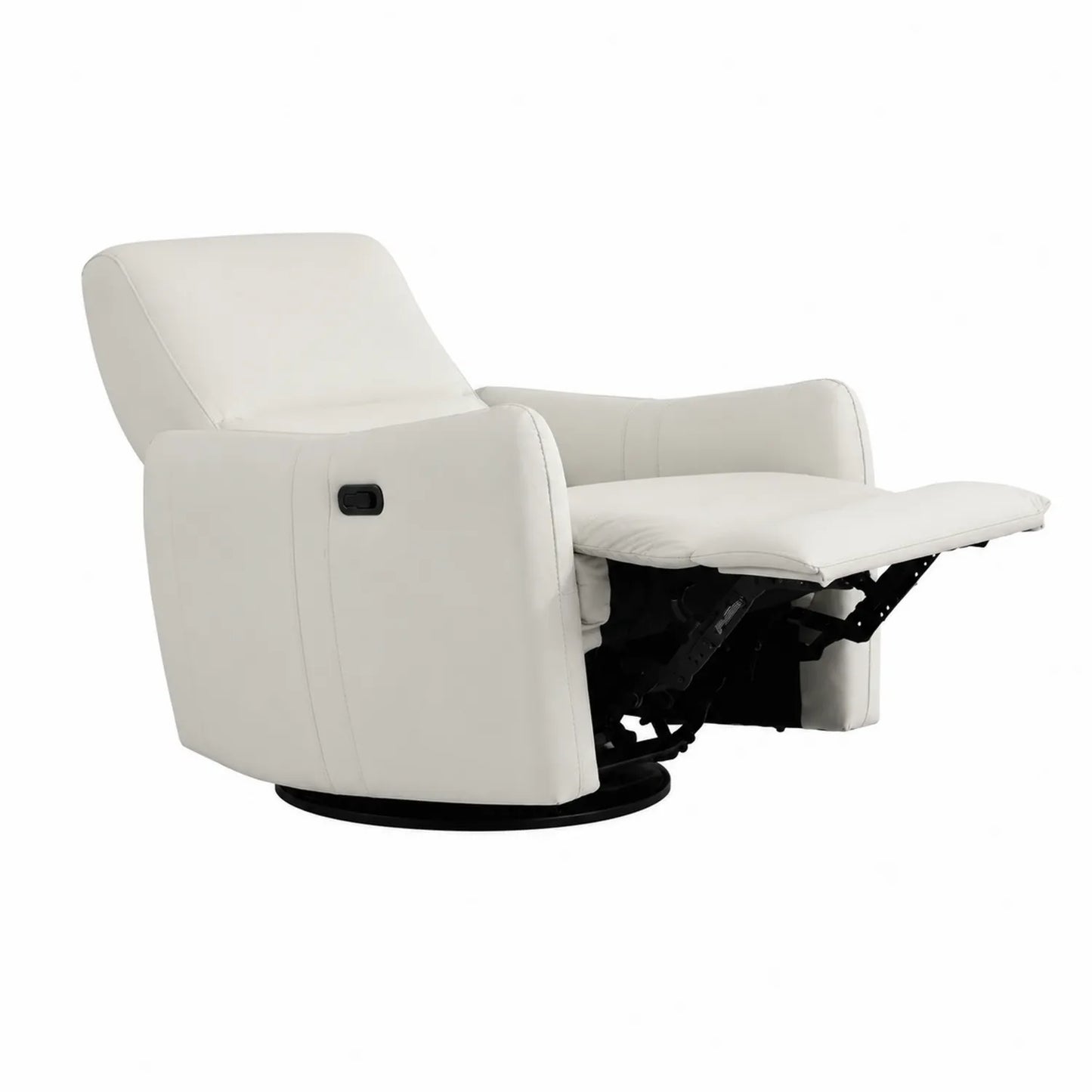 Sillón reclinable de cuero sintético blanco con mecanismo giratorio