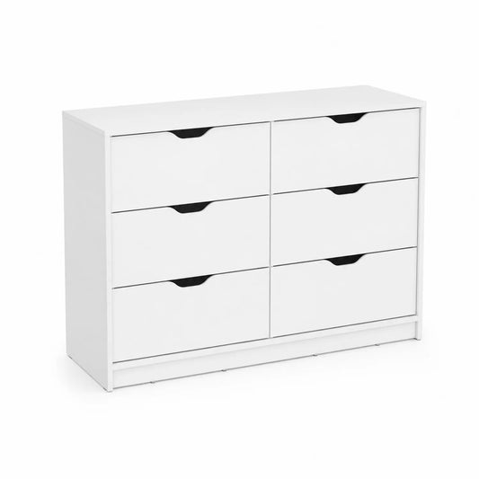 Cómoda de MDF blanca 6 cajones 120x75x40 cm