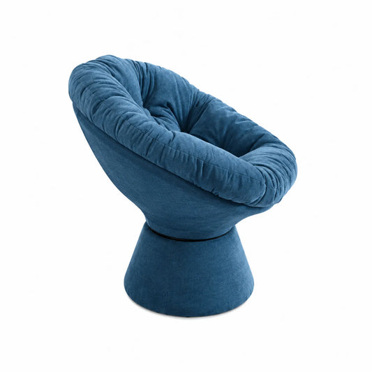 Silla giratoria con tapizado de tela azul