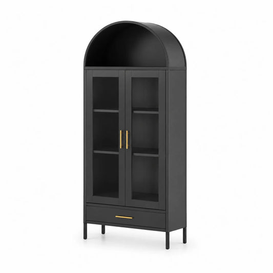 Vitrina de metal con puertas de vidrio templado negro