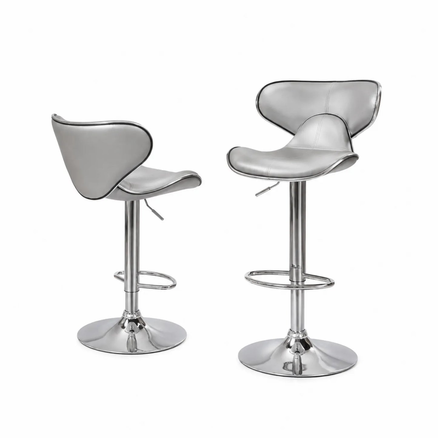 Set de 2 taburetes de PU con base de metal cromado