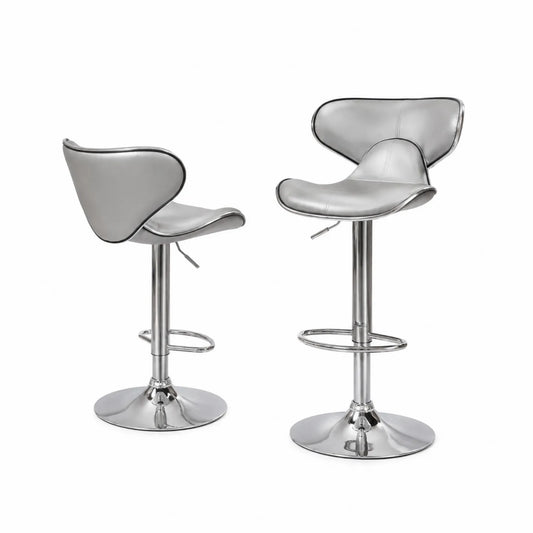 Set de 2 taburetes de PU con base de metal cromado