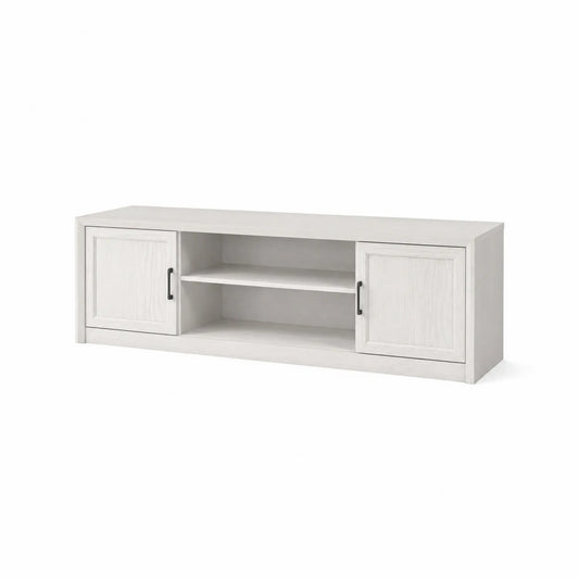 Mueble de TV de Madera Blanco con Puertas y Estantes 180x45x45 cm