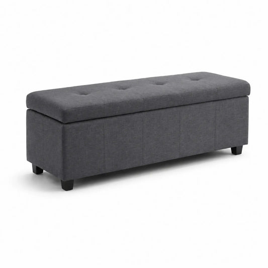 Banco de Almacenamiento de Tela Gris Oscuro con Estructura de MDF