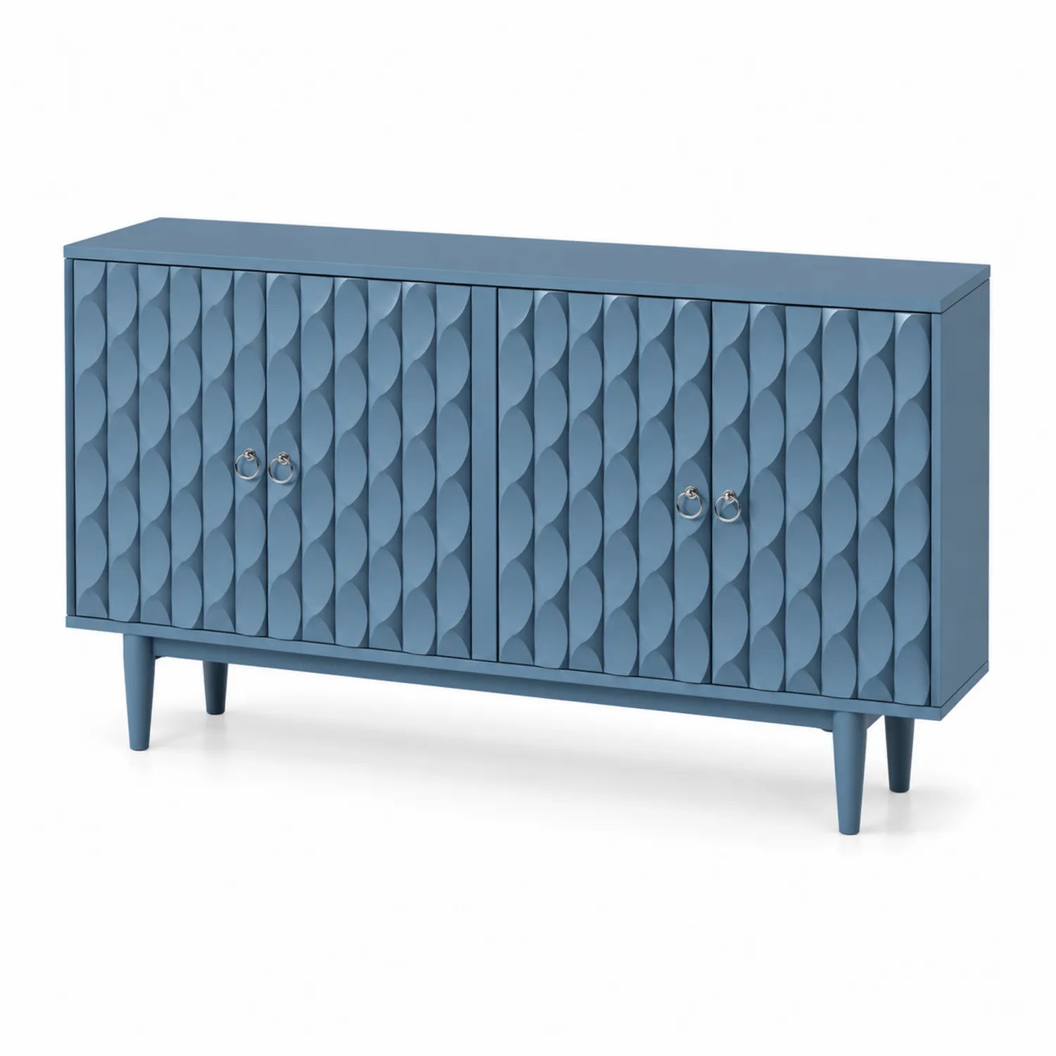 Aparador de Madera con 4 Puertas Azul 150x40x80 cm