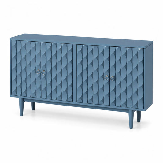 Aparador de Madera con 4 Puertas Azul 150x40x80 cm