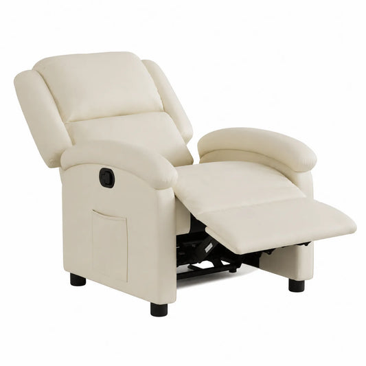 Sillón Reclinable de Metal y Polipiel Crema