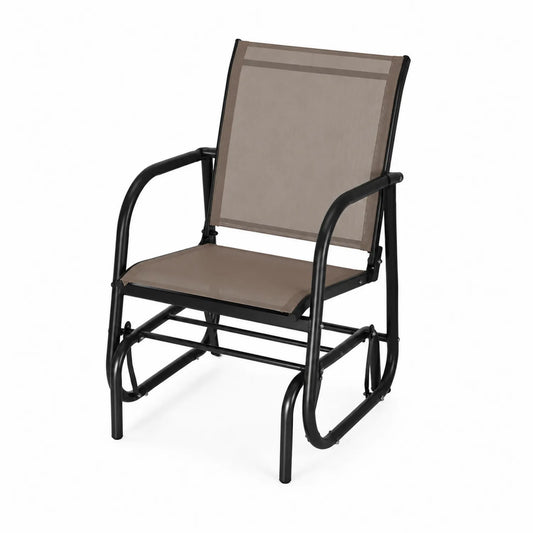 Silla oscilante de metal y tela Beige y Negro 65x75x95 cm