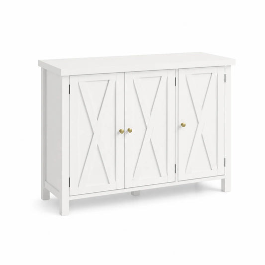 Armario Zapatero de Madera MDF Blanco con 3 Puertas