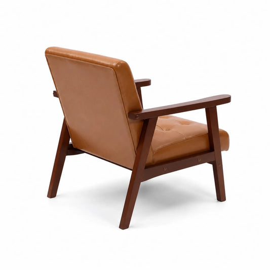 Sillón con tapizado de piel sintética y estructura de madera
