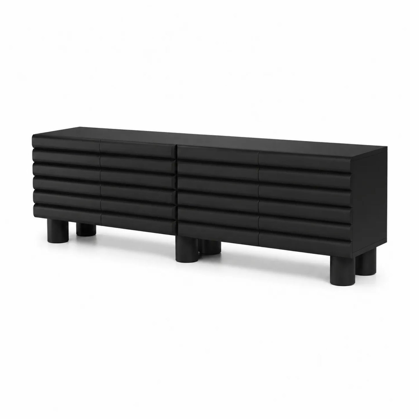 Aparador de madera MDF negro con líneas horizontales 160x40x60 cm