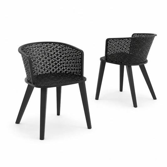 Conjunto de 2 sillas de plástico negras para exterior