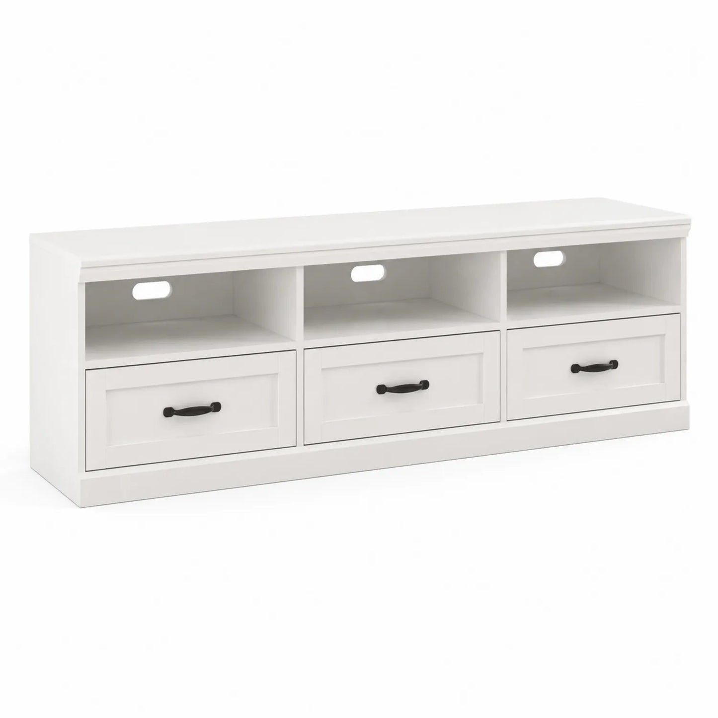 Mueble de TV de MDF con cajones y estantes 150x40x50 cm Blanco