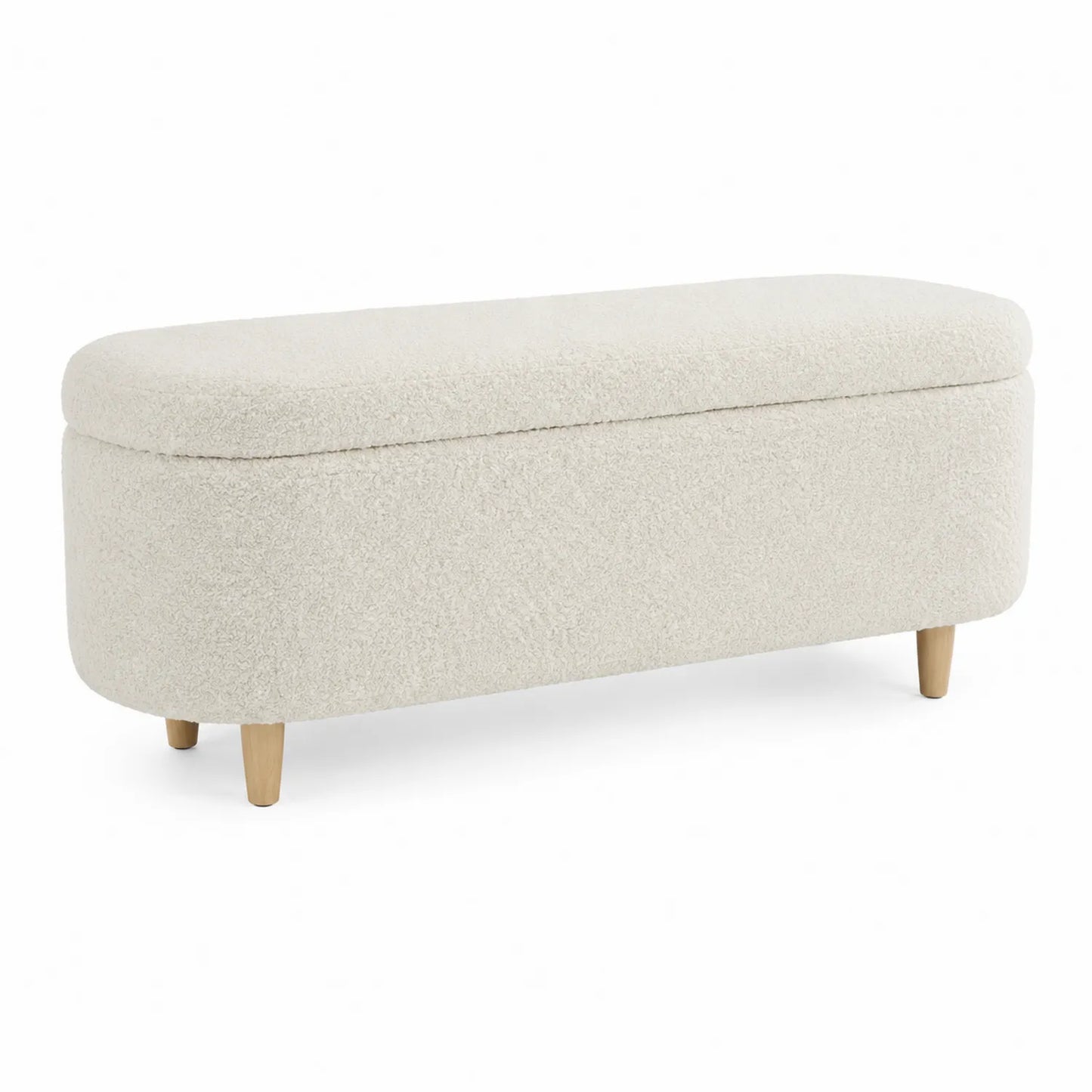 Banco de madera y poliéster Bouclé 120x40x45 cm