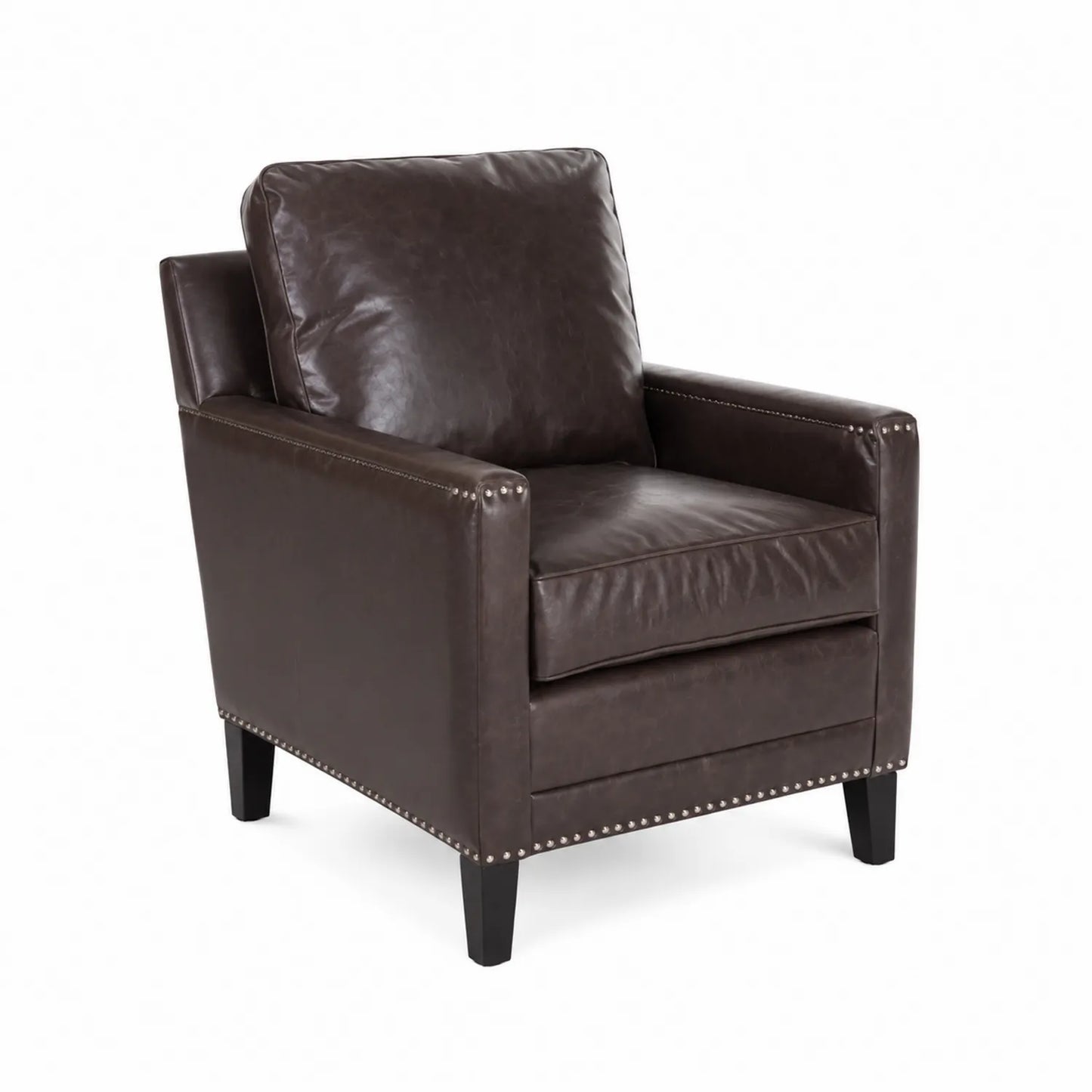 Sillón de Cuero Sintético Marrón con Tachuelas