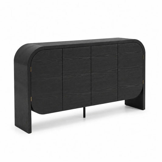 Aparador de Madera de Fresno Negro con 4 Puertas