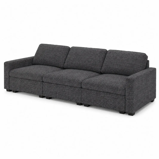 Sofá modular de 3 plazas en tela de poliéster gris oscuro