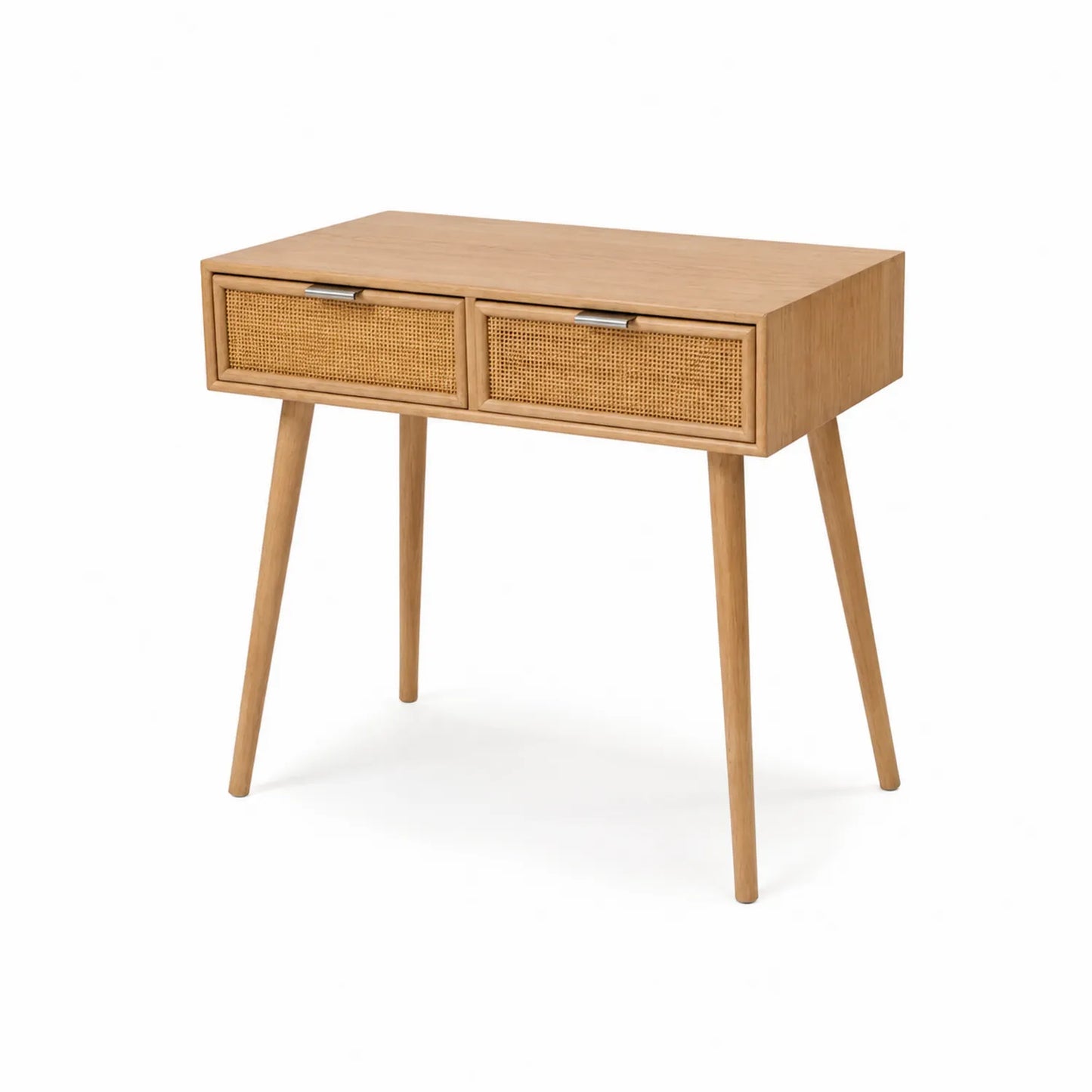 Mesa consola de madera y ratán con cajones 80x40x75 cm
