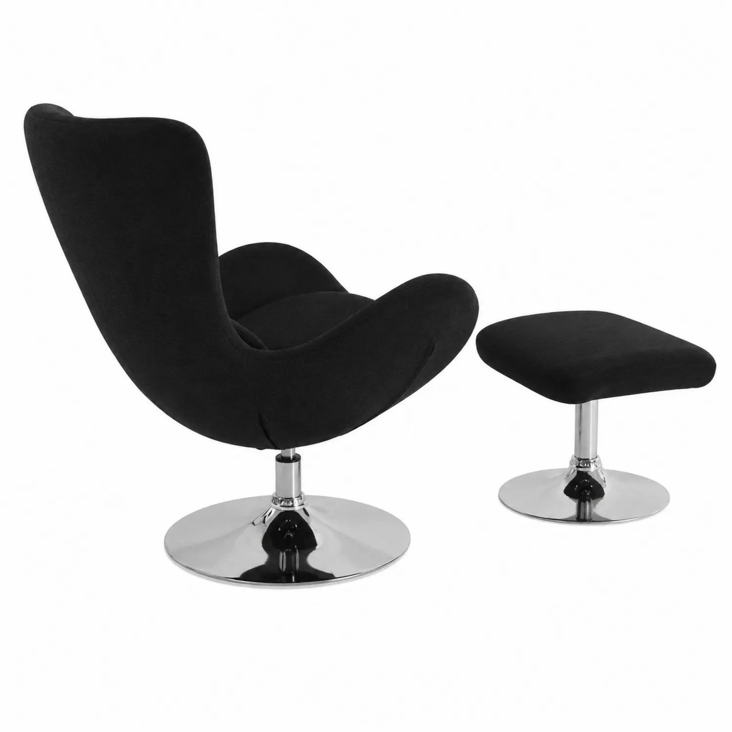 Silla giratoria de tela con reposapiés negro y base cromada