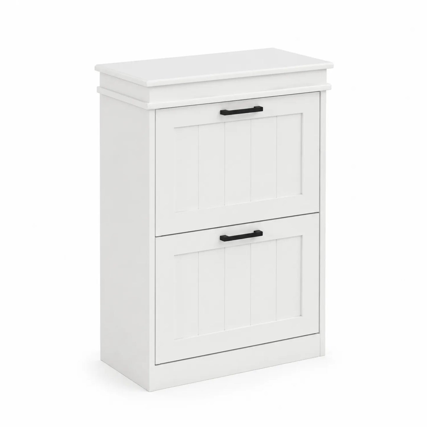 Zapatero de madera MDF con 2 compartimentos blanco